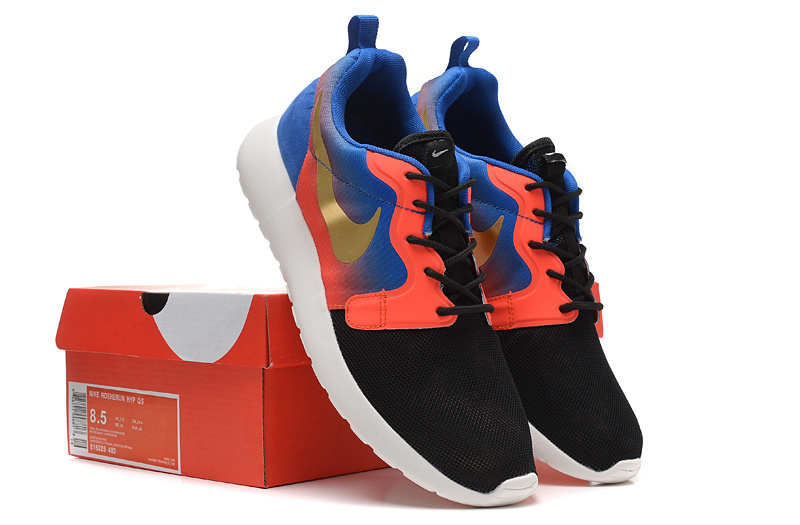 New Nike Roshe Run 3M Midnight Black Orange Blue Gold Shoes