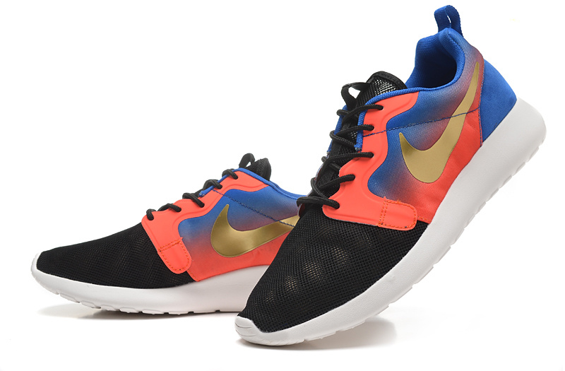 New Nike Roshe Run 3M Midnight Black Orange Blue Gold Shoes