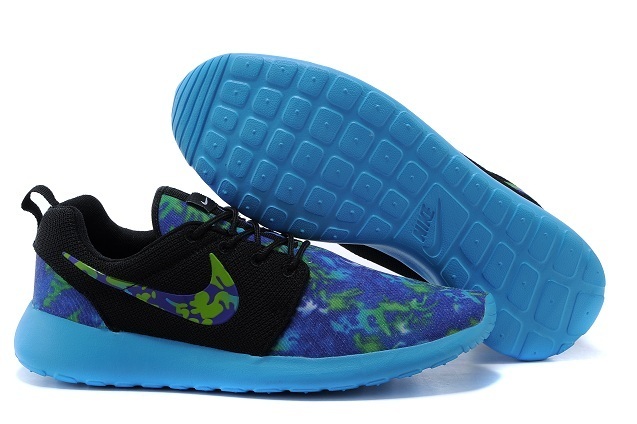 2015 Nike Roshe Run Blue Purple Black Women Shoes