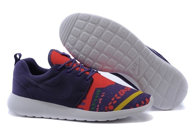 2015 Nike Roshe Run Deep Purple Red White Women Shoes