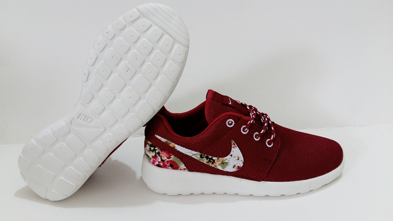 2015 Nike Roshe Run Deep Red White Shoes