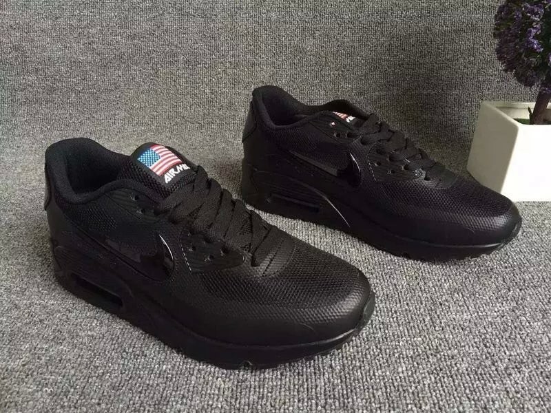 2016 Nike Air Max 90 Electroplating Swoosh All Black Shoes - Click Image to Close