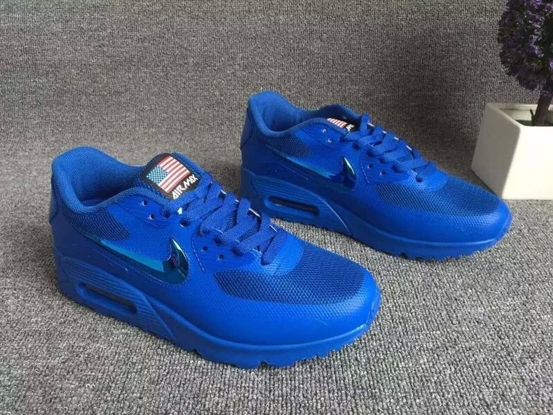 2016 Nike Air Max 90 Electroplating Swoosh All Blue Shoes - Click Image to Close