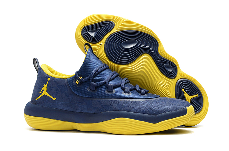 2018 Jordans Griffin Dark Blue Yellow Shoes