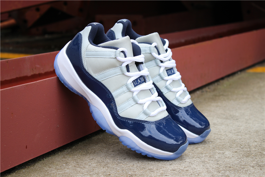 2020 Air Jordan 11 Retro Low Georgetown Grey Mist White Midnight Navy Shoes