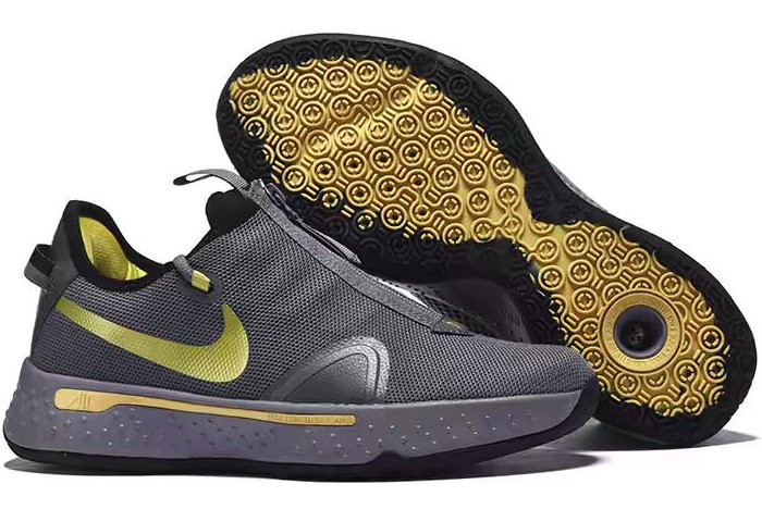 2020 Nike Paul George 4 Carbon Grey Gold Shoes - Click Image to Close