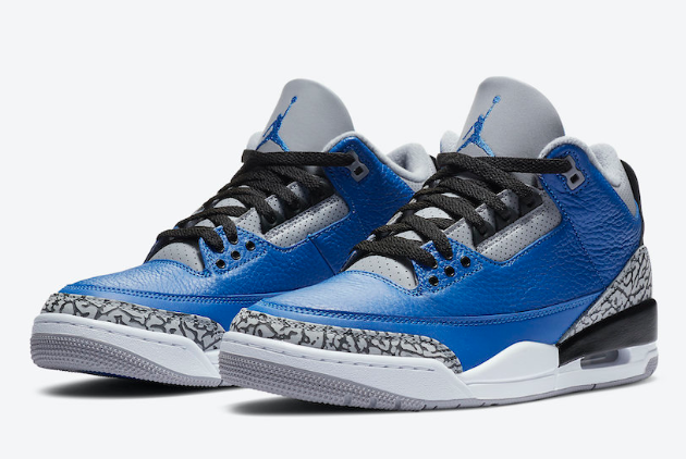 2020 air jordan 3 varsity royal varsity royal cement grey shoes