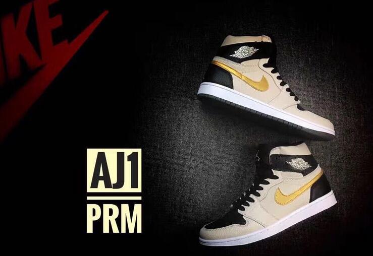 Air Jordan 1 High PRM Pearl White Metallic Gold - Click Image to Close