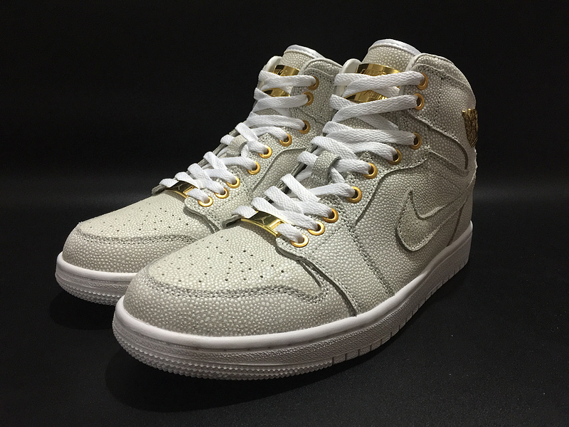 Air Jordan 1 Pinnacle White Gold Shoes - Click Image to Close