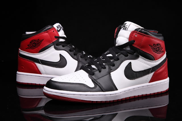 Air Jordan 1 Retro High Black Toe Black White Red - Click Image to Close