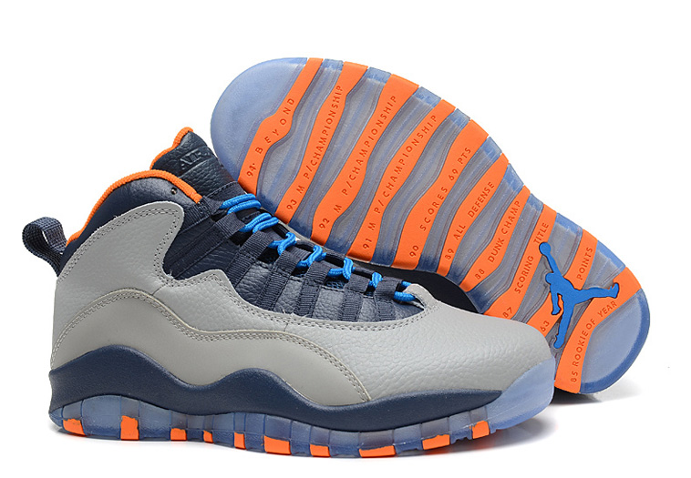 Air Jordan 10 X Retro Bobcats Wolf Grey New Slate Atomic Orange Dark Powder Blue