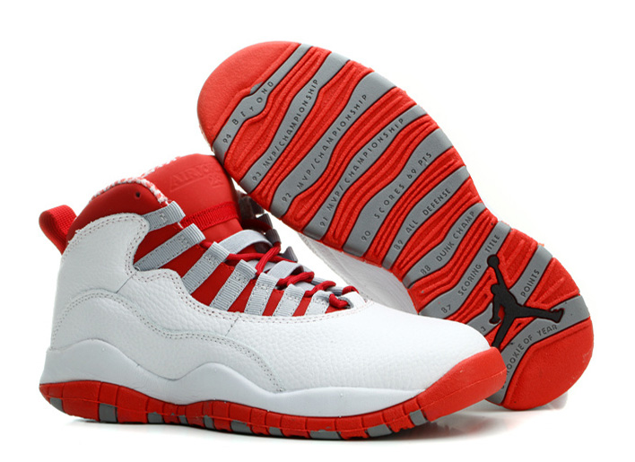 Air Jordan 10 X Retro White Varsity Red Light Steel Grey For Sale Online - Click Image to Close