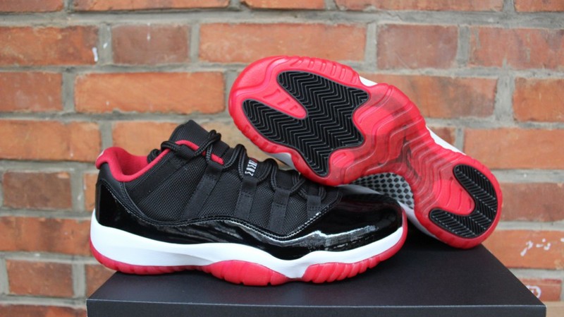 Air Jordan 11 Low Bred GS Black Red Shoes - Click Image to Close