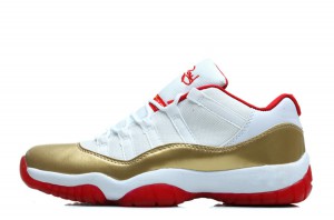 Air Jordan 11 Retro Low Two Rings White Metal Gold Varsity Red - Click Image to Close