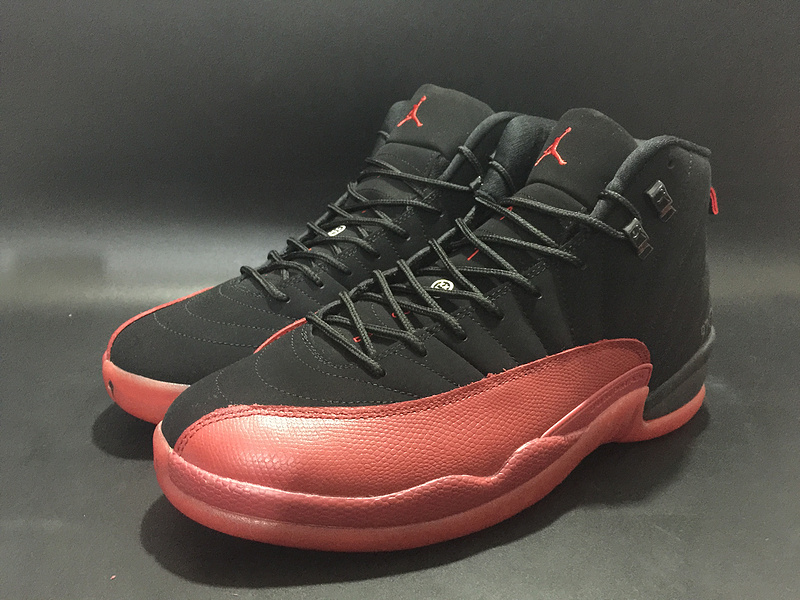 Women Air Jordan 12 Flu Game Black Red Shoes - Click Image to Close