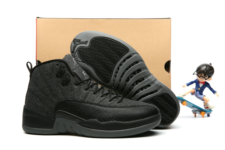 Air Jordan 12 Retro Wool Dark Grey Black Metallic Silver