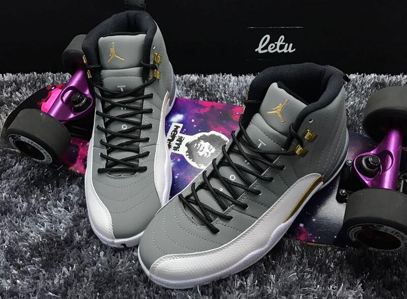 Air Jordan 12 Trophy Room Cool Grey Gold - Click Image to Close