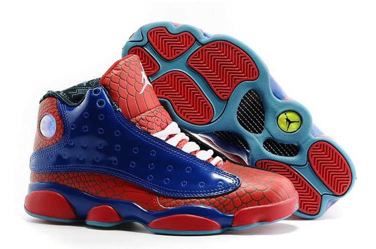 Air Jordan 13 Spiderman Blue Red Snakeskin - Click Image to Close