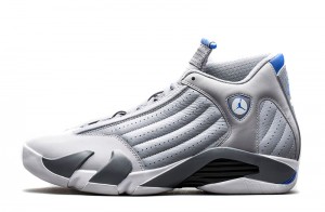 Air Jordan 14 Retro Wolf Grey Wolf Grey White Sport Blue - Click Image to Close