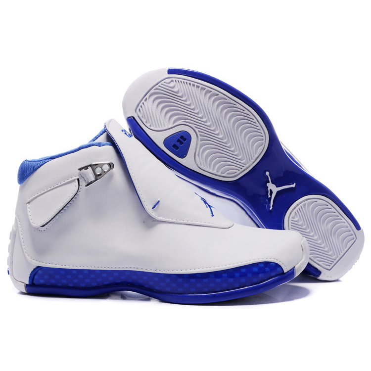 Air Jordan 18 Shroud High White Blue For Women - Click Image to Close