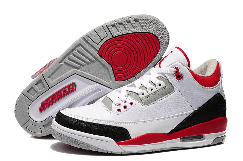 Air Jordan 3 Retro White Fire Red Cement Grey Online For Sale - Click Image to Close