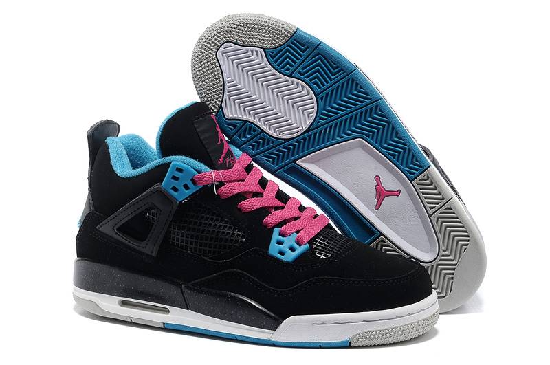 Air Jordan 4 GS Black Dynamic Blue White Vivid Pink