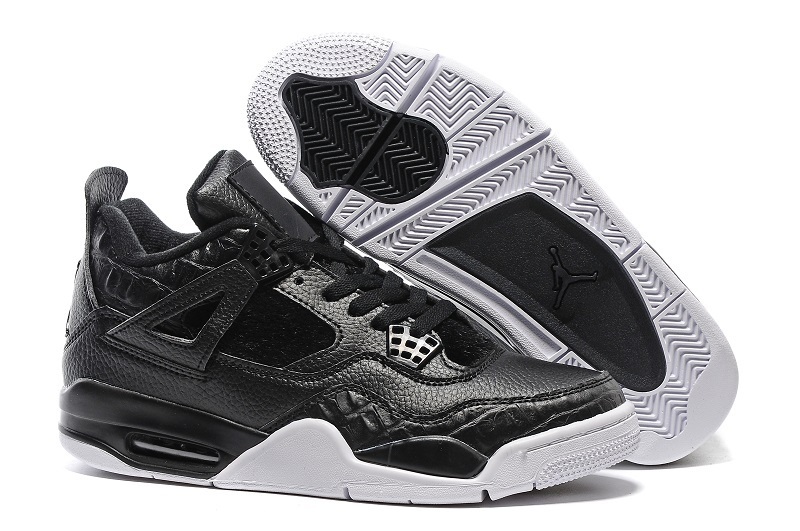 Air Jordan 4 Retro Premium Black Black Sail - Click Image to Close