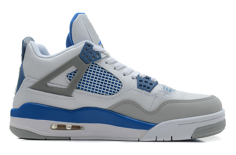 Air Jordan 4 Retro White Military Blue Neutral Grey For Sale Online - Click Image to Close