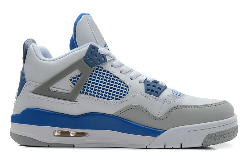 Air Jordan 4 Retro White Military Blue Neutral Grey