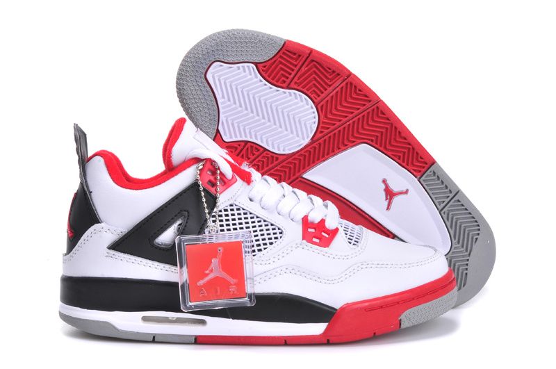 Air Jordan 4 Womens White Black Red