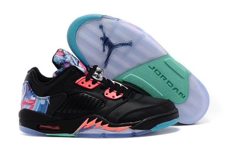 Air Jordan 5 Low Chinese New Year Black Bright Crimson Beta Blue Shoes