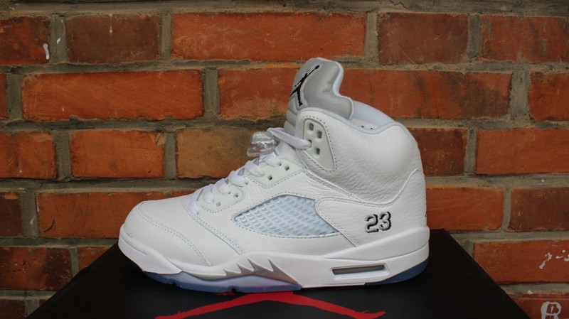 Air Jordan 5 Retro Metallic Silver White Shoes - Click Image to Close