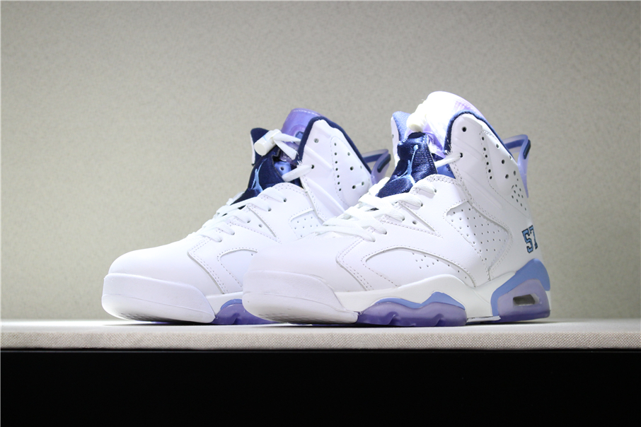 Air Jordan 6 UNC Championship PE White University Blue Shoes