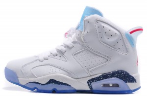 Air Jordan 6 VI Retro First Championship White Leather Icy Blue Dark Blue Speckled Red