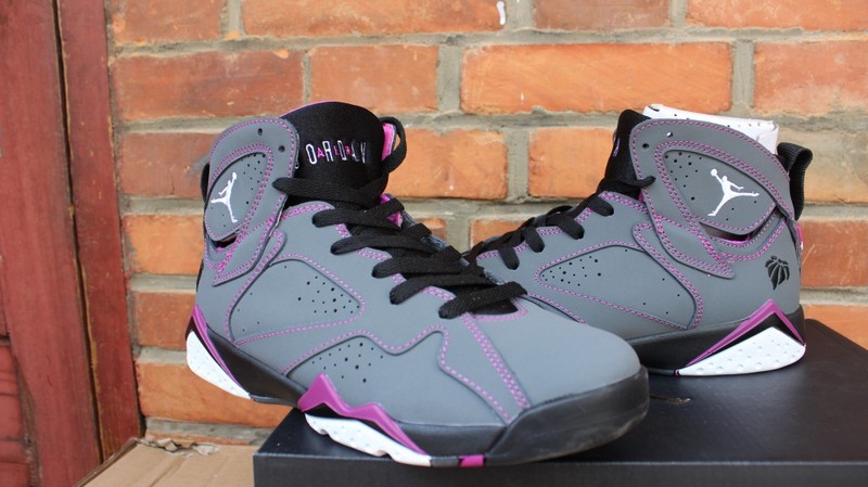 Air Jordan 7 GS Valentine Day Grey Black Purple Shoes