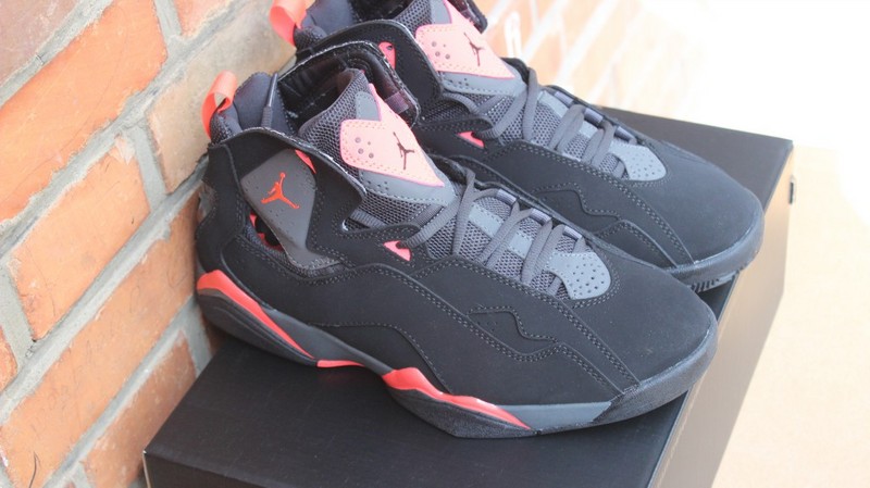 Air Jordan 7 True Flight Lover Black Red Shoes - Click Image to Close