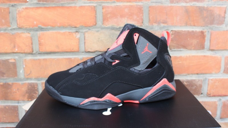 Air Jordan 7 True Flight Lover Black Red Shoes - Click Image to Close