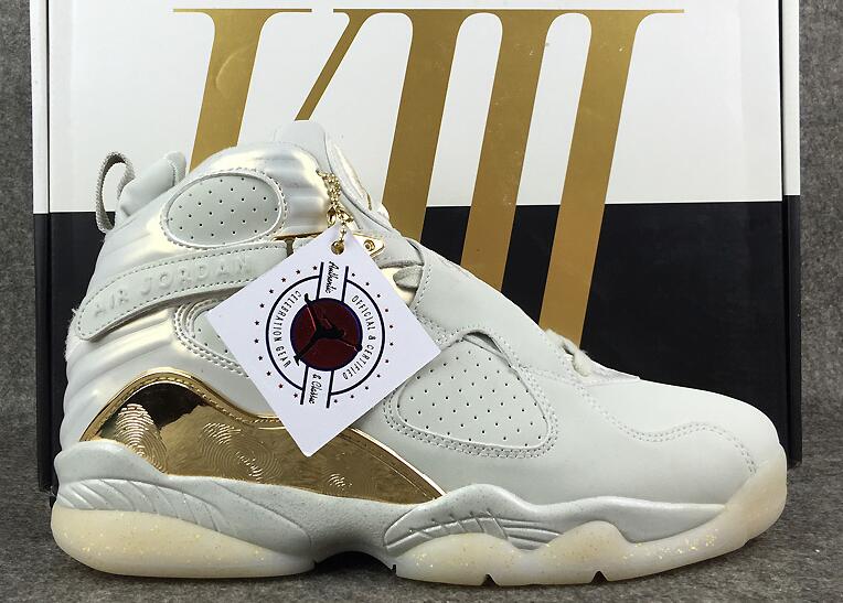 Air Jordan 8 Champagne Light Bone Metallic Gold White - Click Image to Close