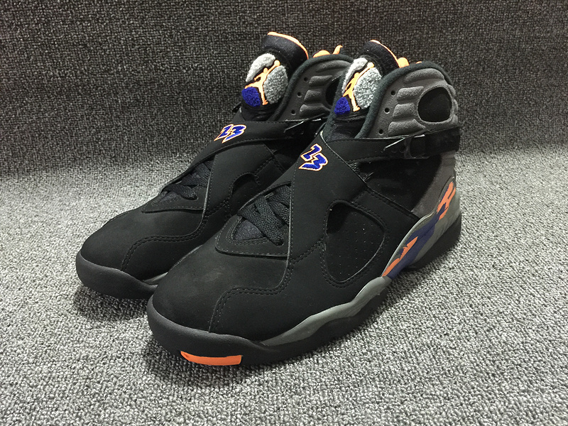 Air Jordan 8 Retro Suns Black Orange Shoes