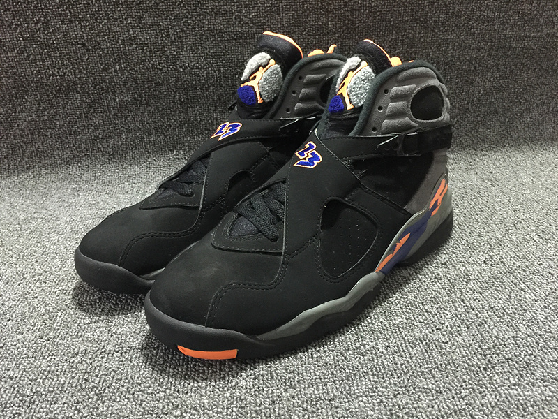 Air Jordan 8 Retro Suns Black Orange Shoes - Click Image to Close