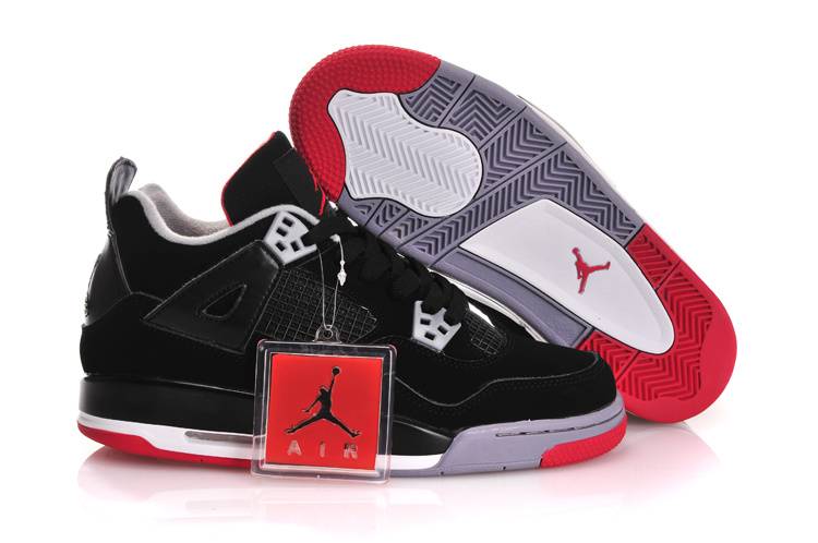 Air Jordan IV GS Black Red With Plastic Tag - Click Image to Close