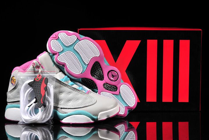 Air Jordan XIII 13 GS Grey Pink - Click Image to Close