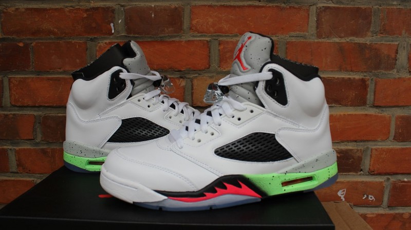 Air Jordna 5 White Infrared 23 White Black Green Shoes