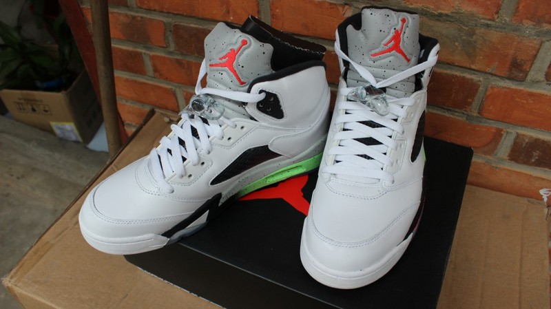 Air Jordna 5 White Infrared 23 White Black Green Shoes