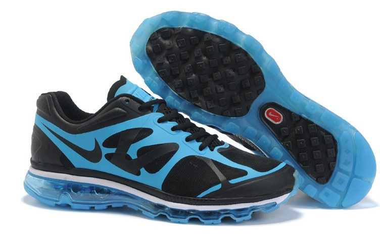 Nike Air Max 2012 Black Blue Black Logo Shoes - Click Image to Close