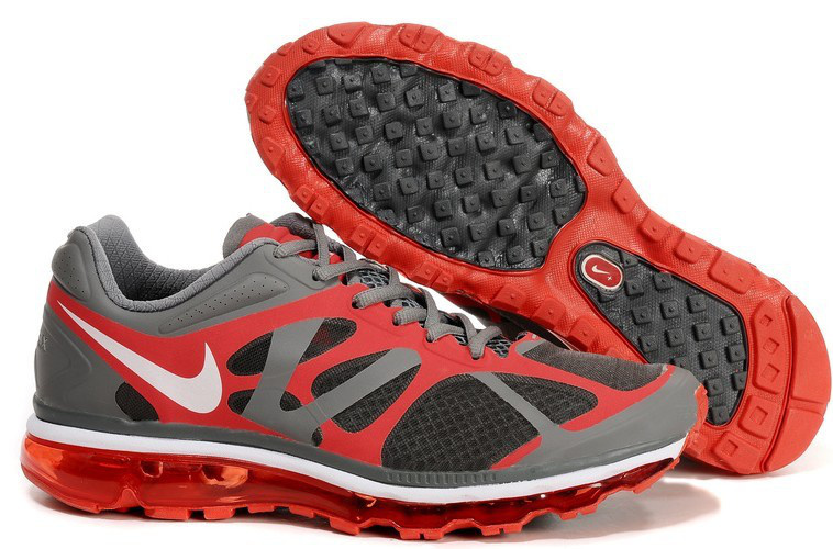 Nike Air Max 2012 Grey Black Red White Logo Shoes - Click Image to Close