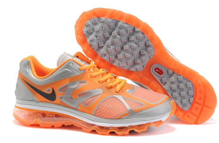 Nike Air Max 2012 Silver Orange Black Logo Shoes - Click Image to Close