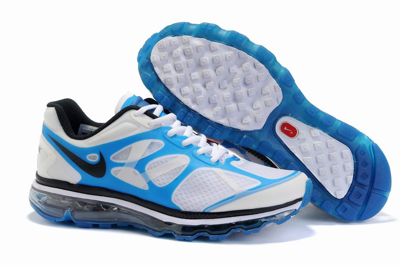 Nike Air Max 2012 White Blue Black Logo Shoes - Click Image to Close