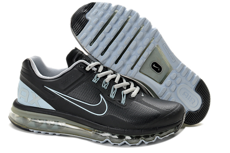 Nike Air Max 2013 Leather All Black Shoes - Click Image to Close