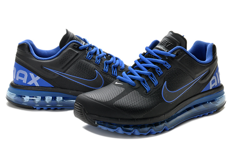Nike Air Max 2013 Leather Black Blue Shoes